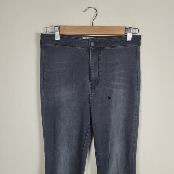 Free People Jeans 27 Just Float On Bell Bottom Flare Black Gray 70s Boho Hippie - Picture 3 of 11